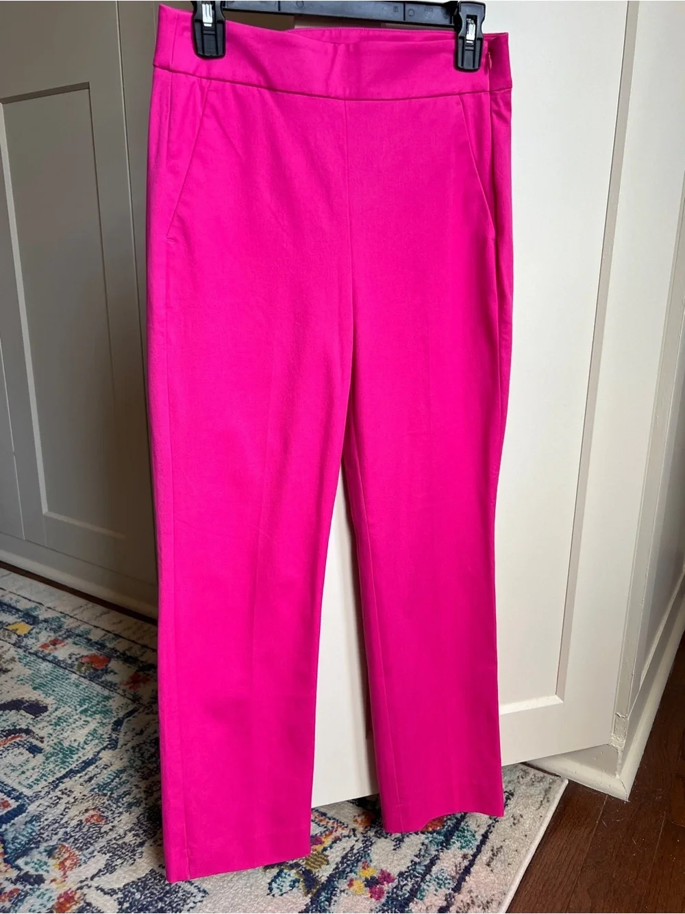 J.CREW Remi Pants Women 4 Neon Azale Pink Slim Straight Leg NEW Stretch AG172
